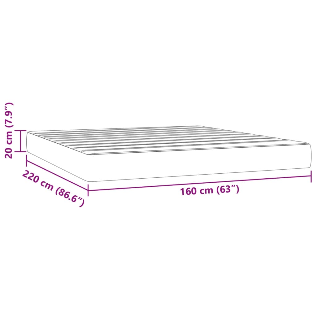 Matelas de lit à ressorts ensachés gris clair 160x220x20 cm Matelas vidaXL   