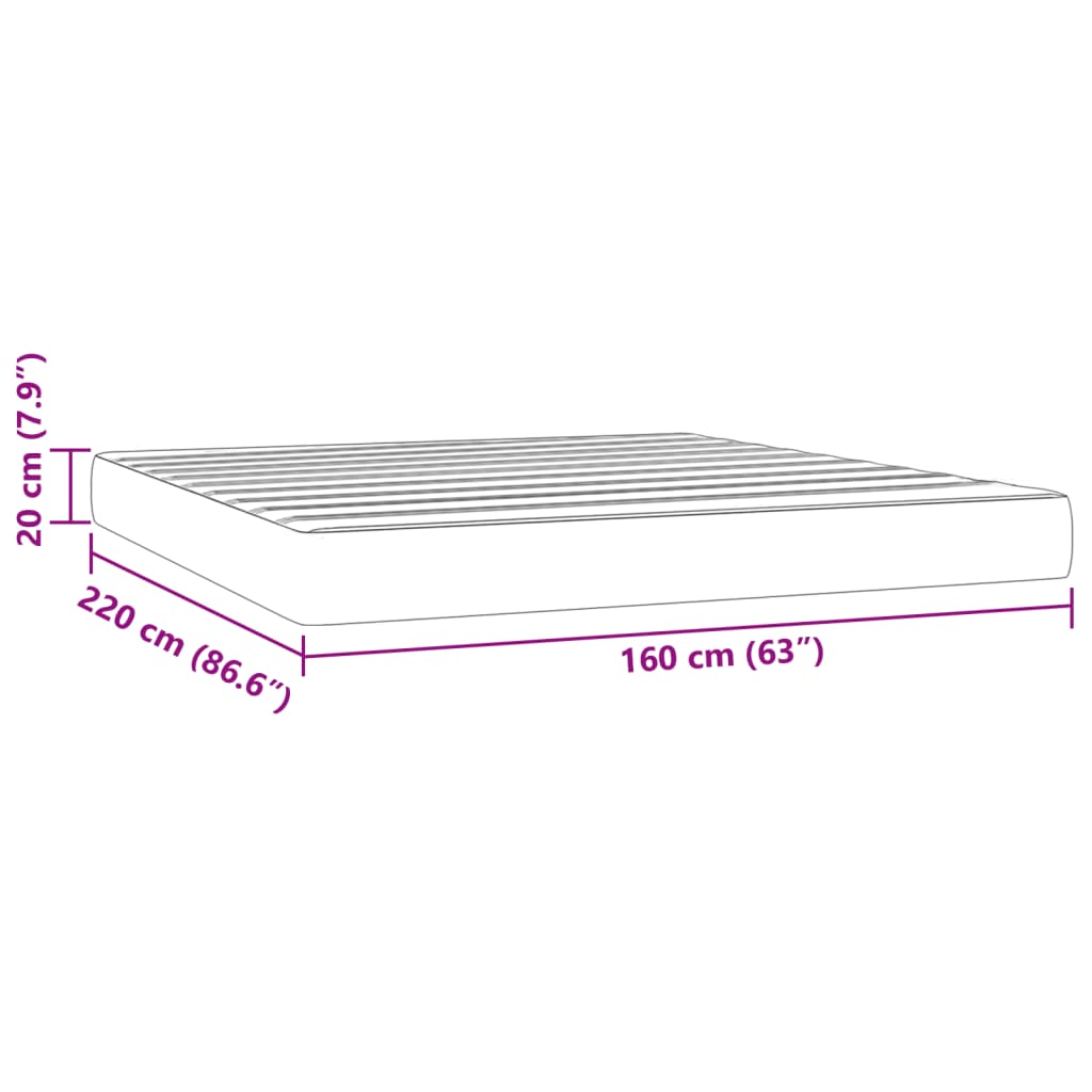 Matelas de lit à ressorts ensachés 160x220x20 cm velours Matelas vidaXL   