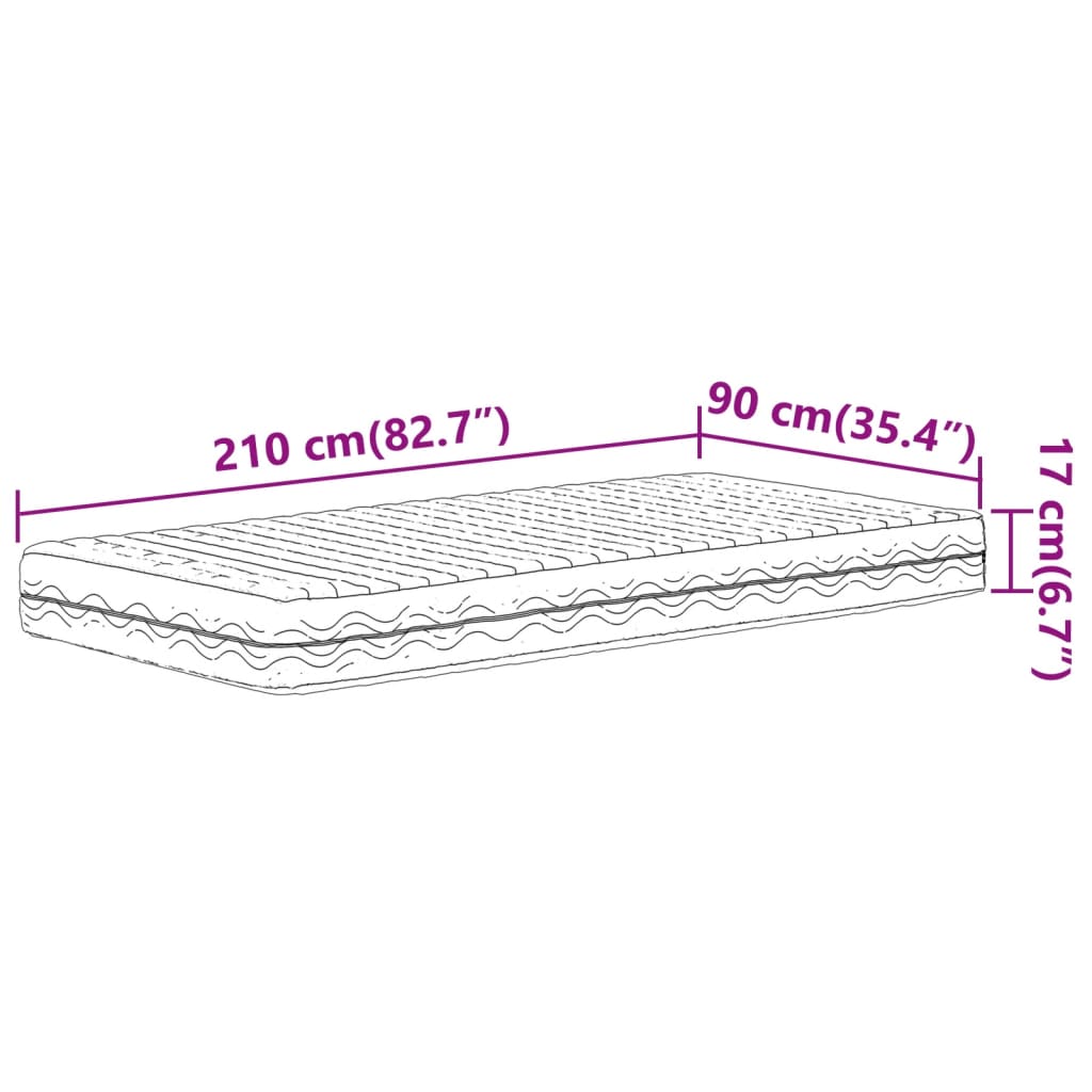 Matelas en mousse blanc 90x210 cm dureté H2 H3 Matelas vidaXL   