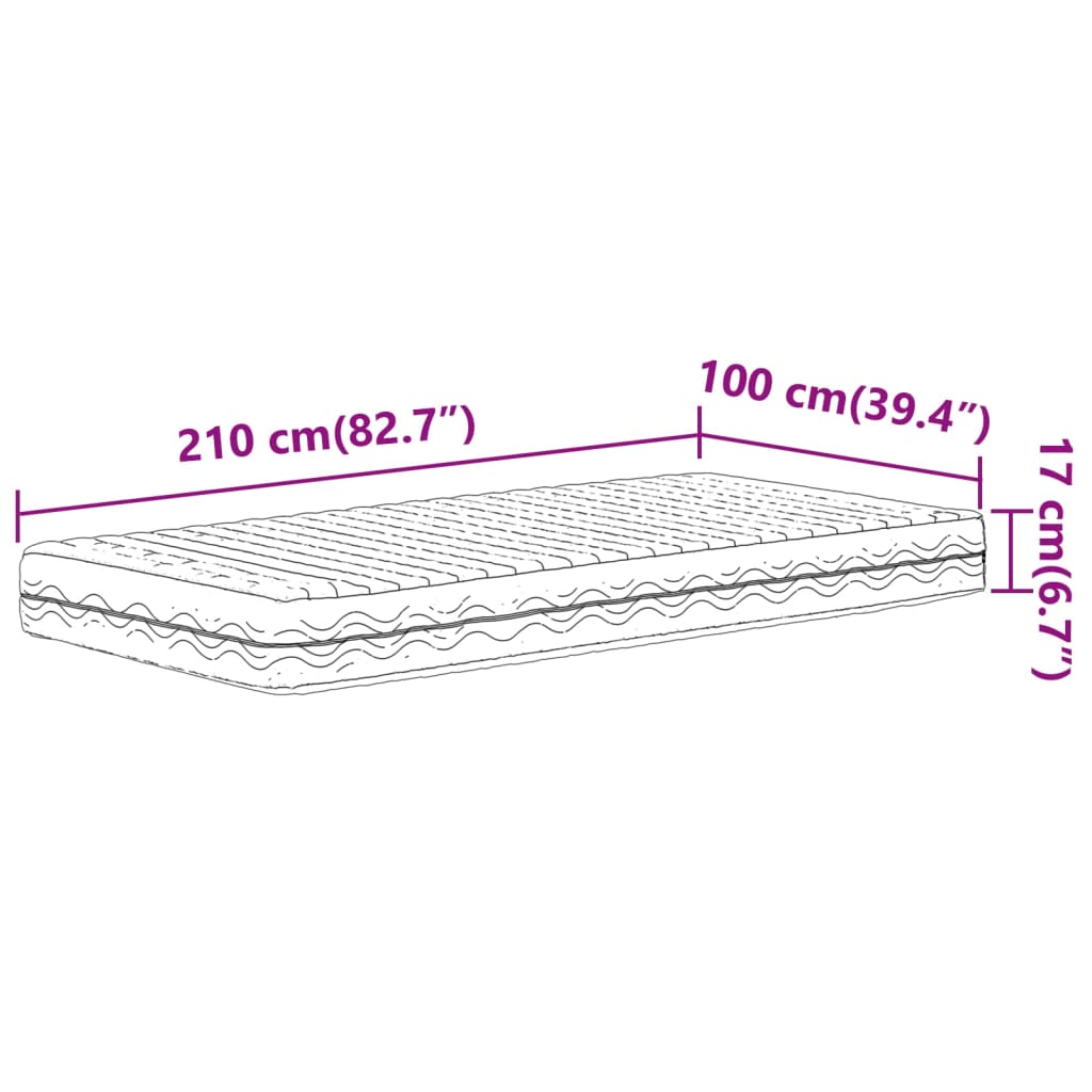 Matelas en mousse blanc 100x210 cm dureté H2 H3 Matelas vidaXL   