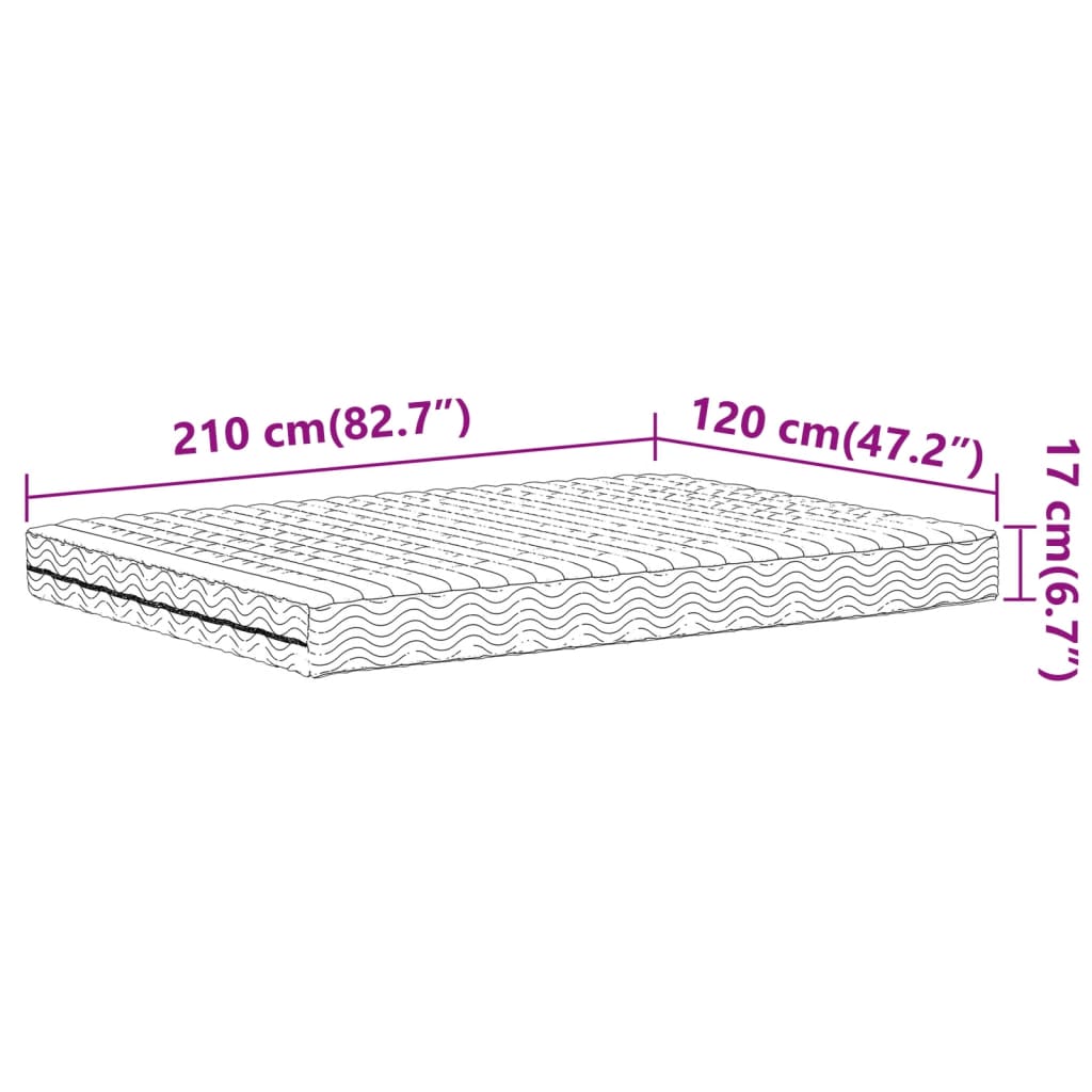 Matelas en mousse blanc 120x210 cm dureté H2 H3 Matelas vidaXL   