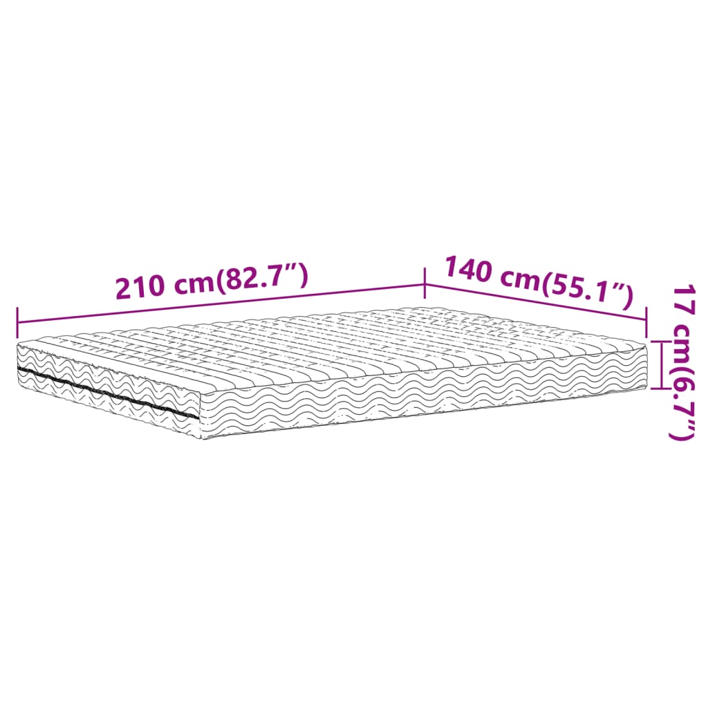 Matelas en mousse blanc 140x210 cm dureté H2 H3 Matelas vidaXL   