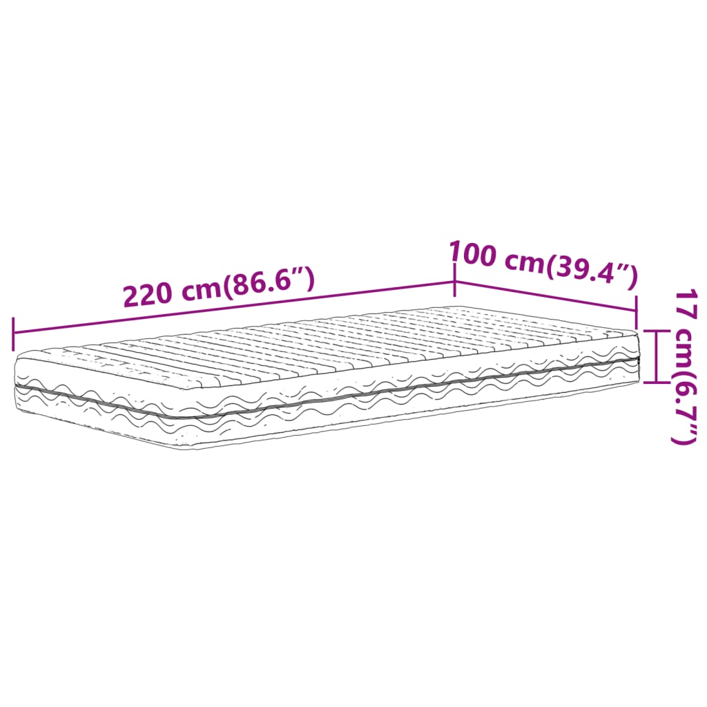 Matelas en mousse blanc 100x220 cm dureté H2 H3 Matelas vidaXL   