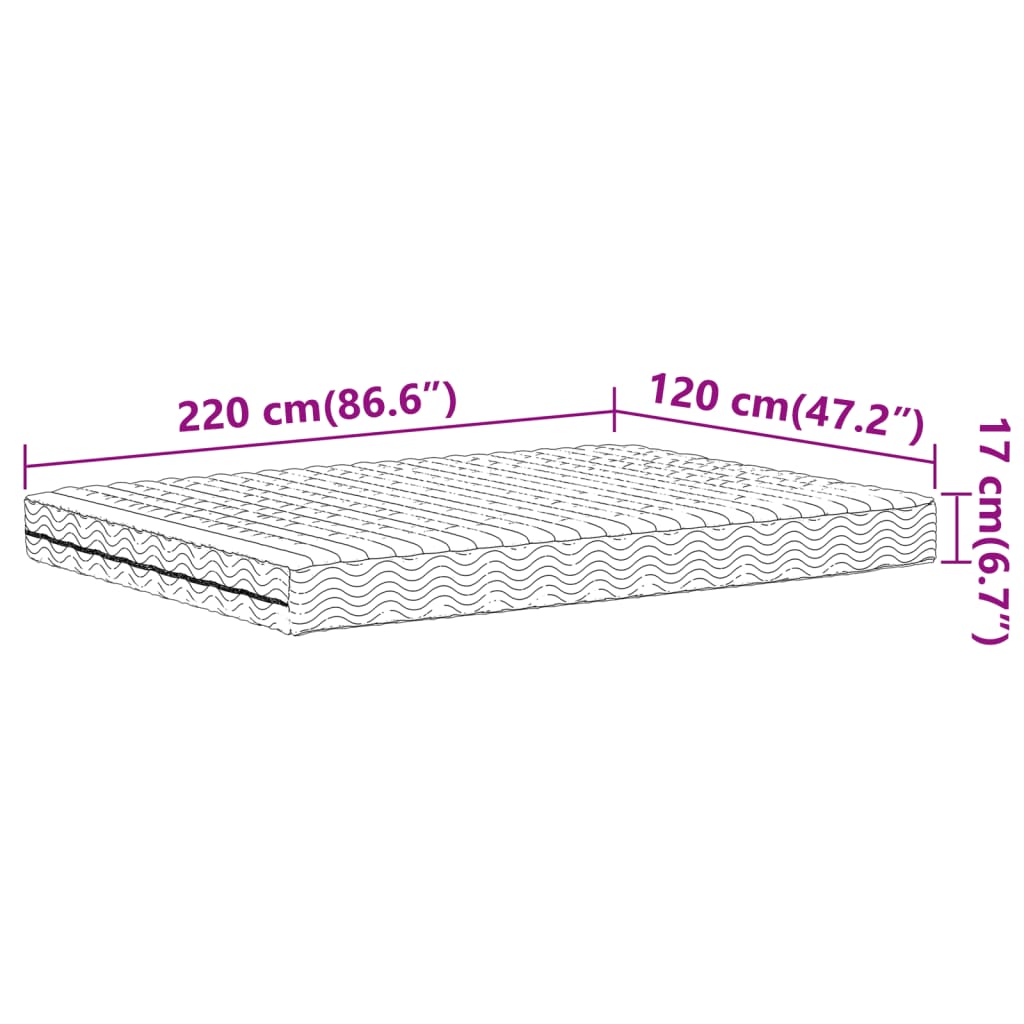 Matelas en mousse blanc 120x220 cm dureté H2 H3 Matelas vidaXL   