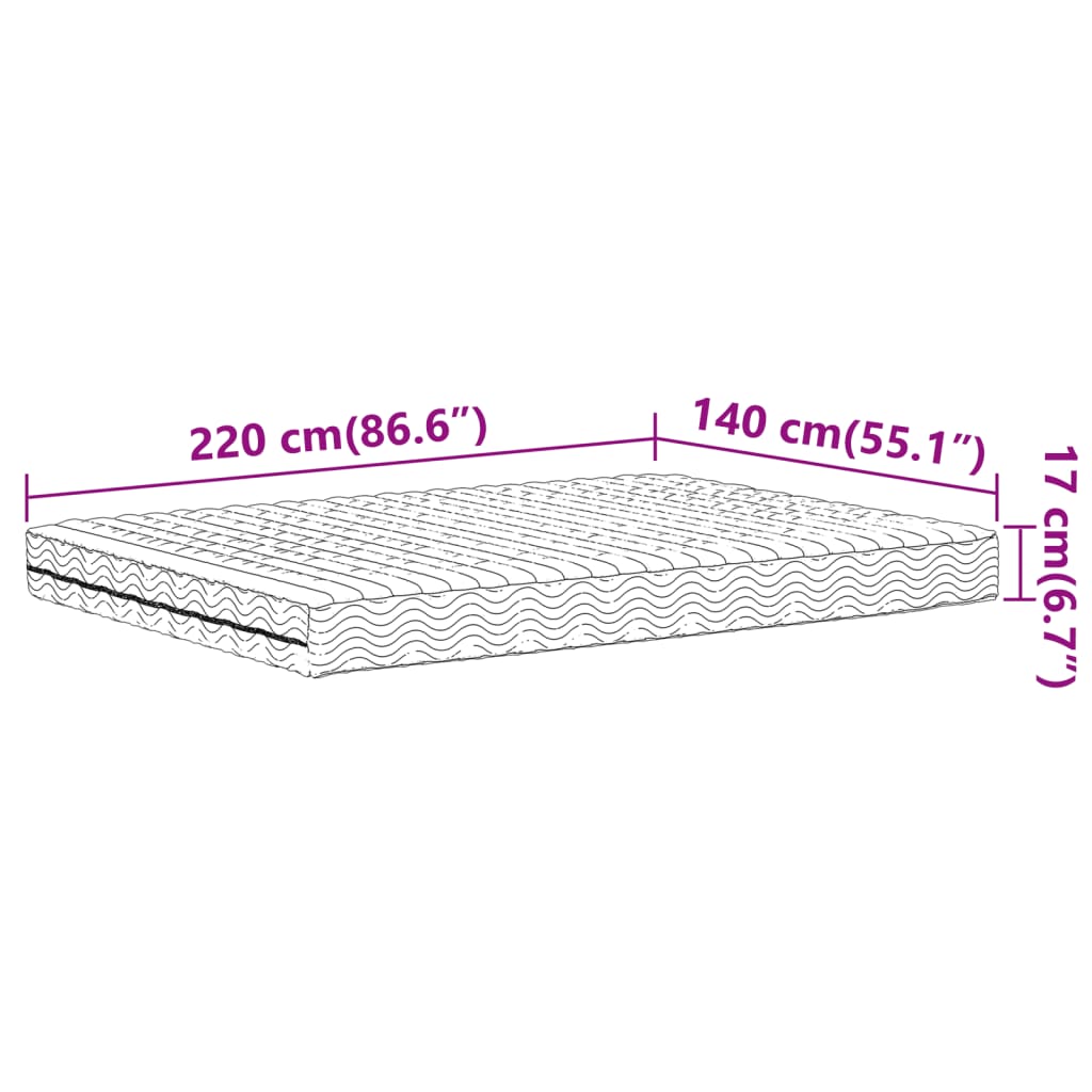 Matelas en mousse blanc 140x220 cm dureté H2 H3 Matelas vidaXL   