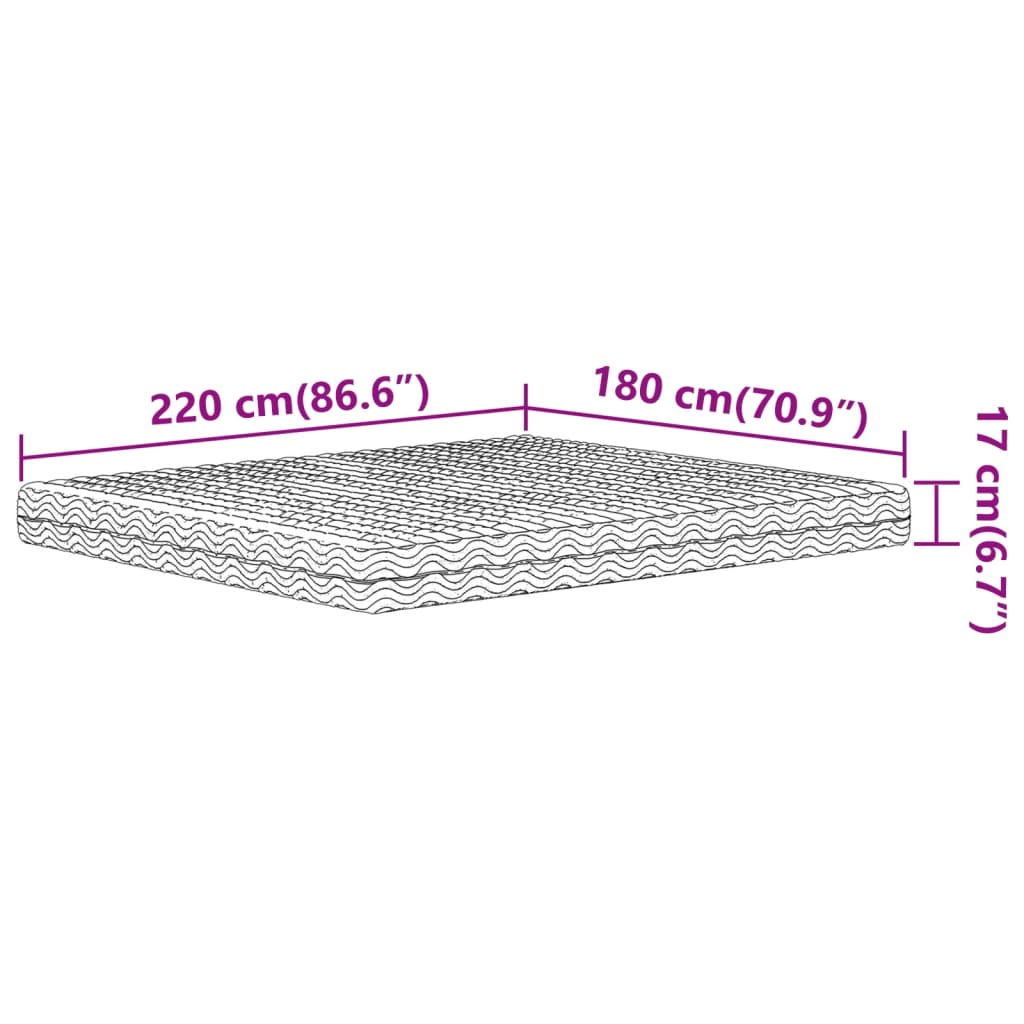 Matelas en mousse blanc 180x220 cm dureté H2 H3 Matelas vidaXL   