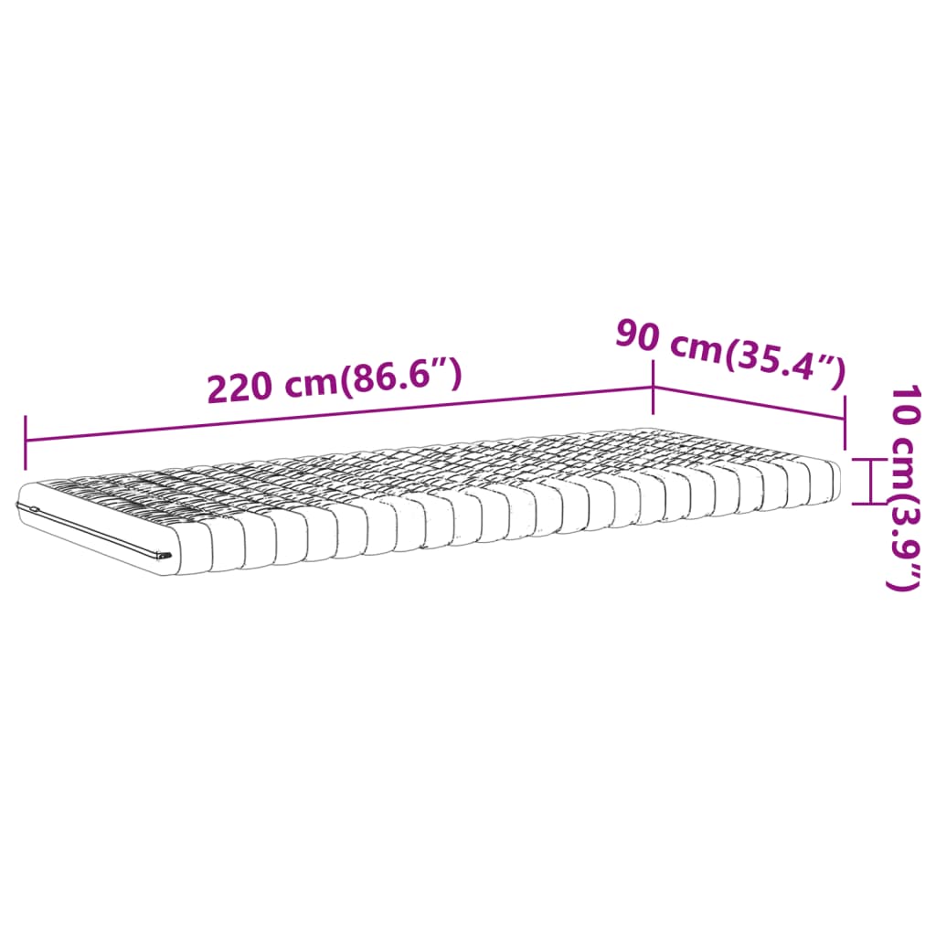 Matelas en mousse blanc 90x220 cm 7 zones dureté 20 ILD Matelas vidaXL   