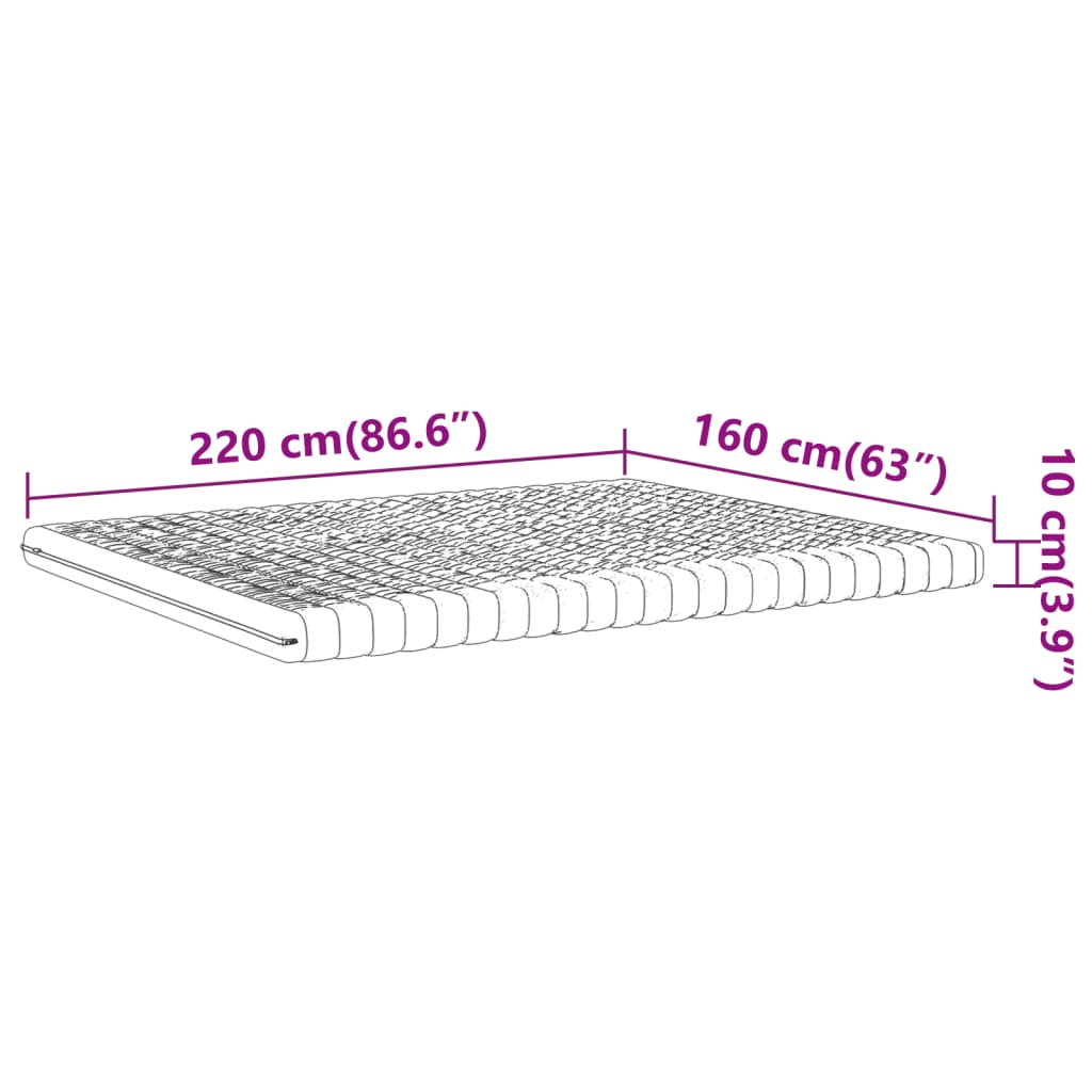 Matelas en mousse blanc 160x220 cm 7 zones dureté 20 ILD Matelas vidaXL   