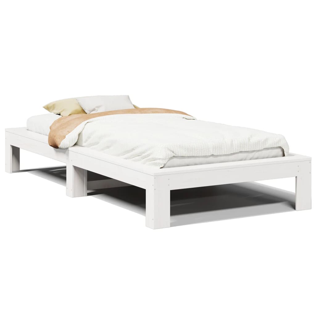 Cadre de lit sans matelas blanc 75x190 cm bois de pin massif Lits & cadres de lit vidaXL   