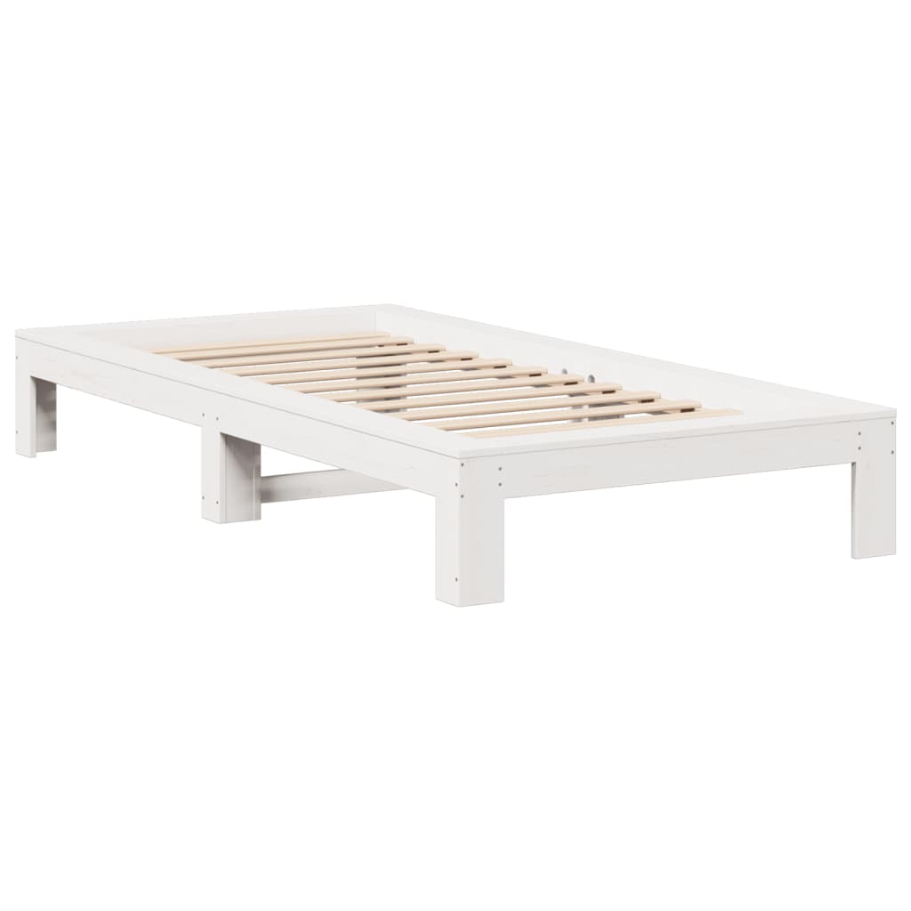 Cadre de lit sans matelas blanc 75x190 cm bois de pin massif Lits & cadres de lit vidaXL   