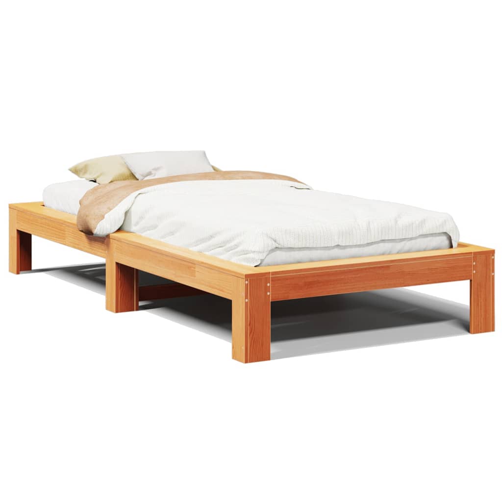 Cadre de lit sans matelas cire marron 75x190 cm bois pin massif Lits & cadres de lit vidaXL   