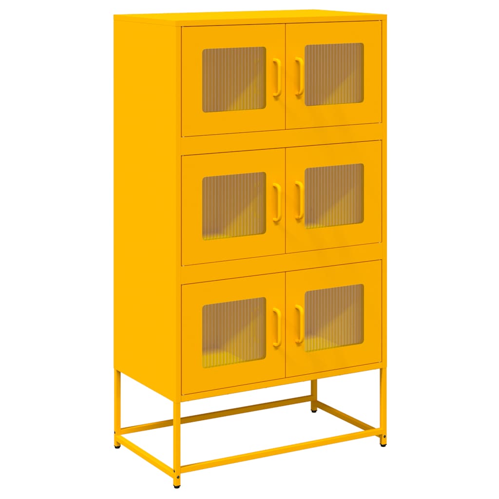 Buffet haut jaune moutarde 68x39x123 cm acier Buffets & bahuts vidaXL