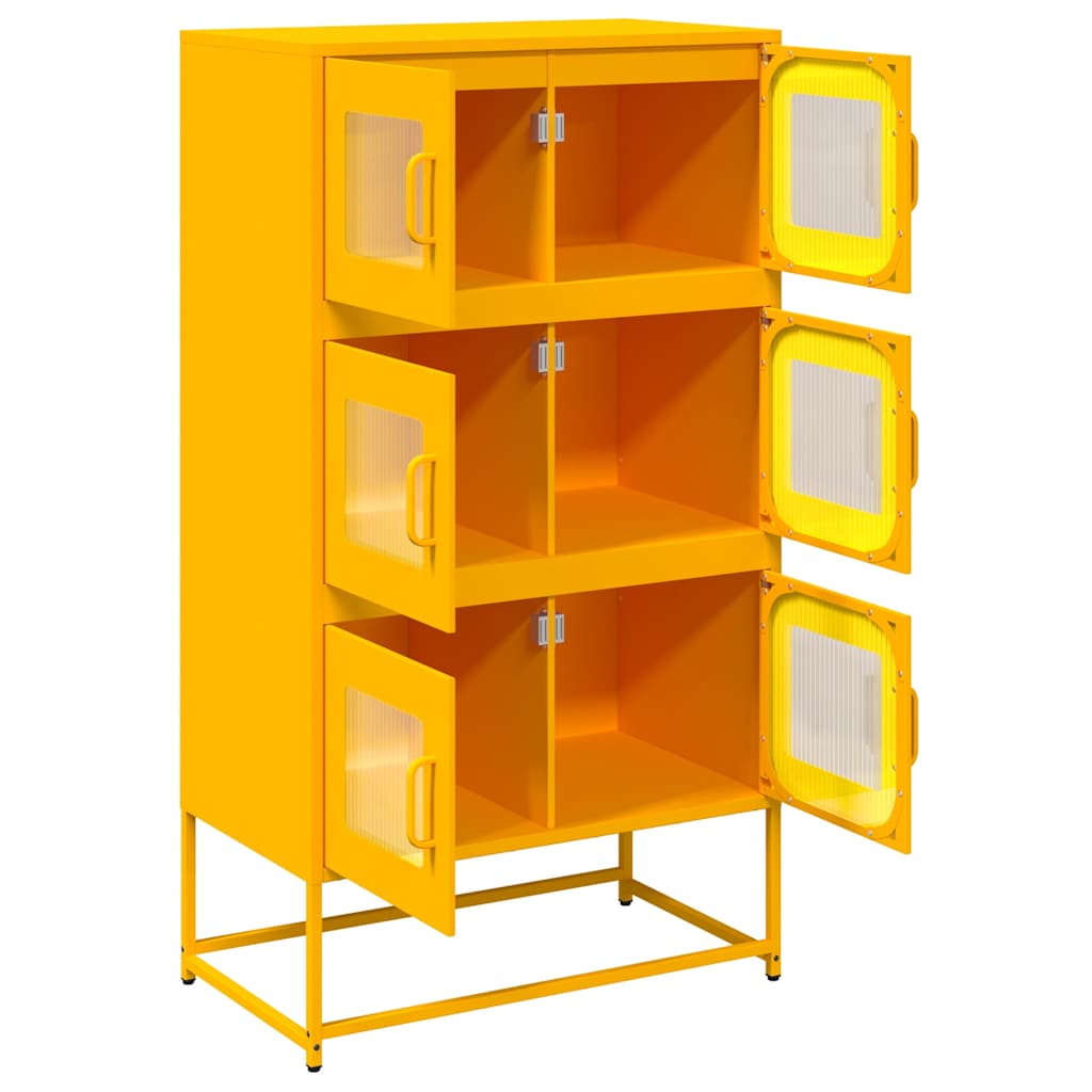 Buffet haut jaune moutarde 68x39x123 cm acier Buffets & bahuts vidaXL