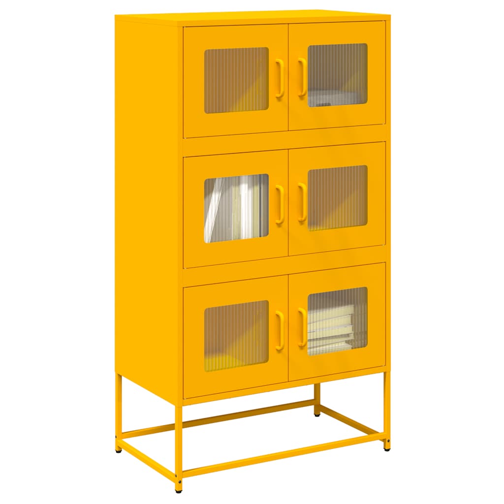 Buffet haut jaune moutarde 68x39x123 cm acier Buffets & bahuts vidaXL