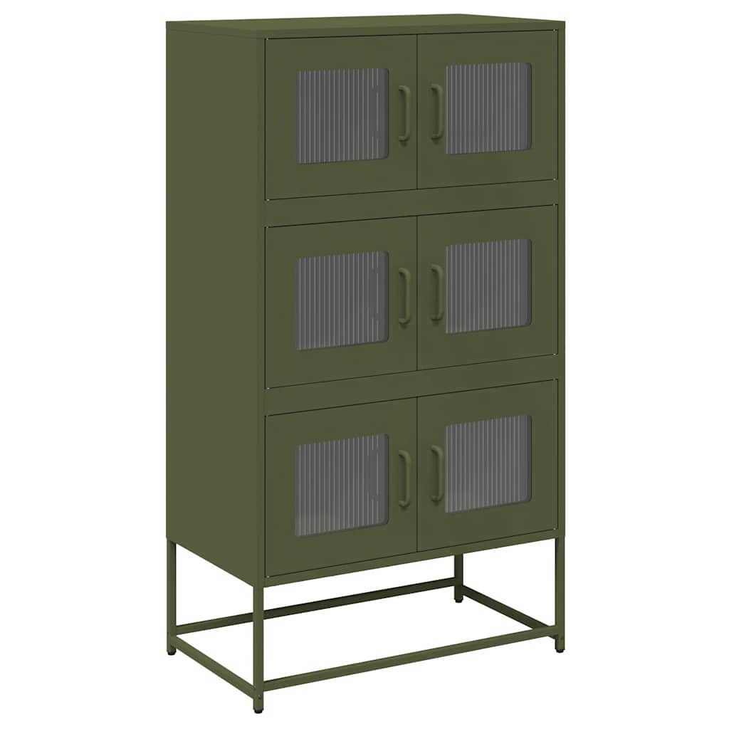 Buffet haut vert olive 68x39x123 cm acier Buffets & bahuts vidaXL