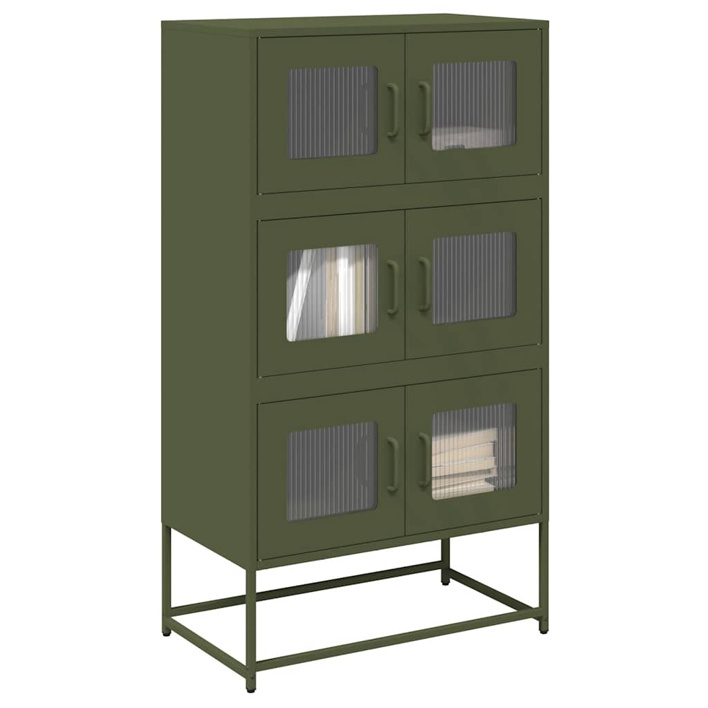 Buffet haut vert olive 68x39x123 cm acier Buffets & bahuts vidaXL