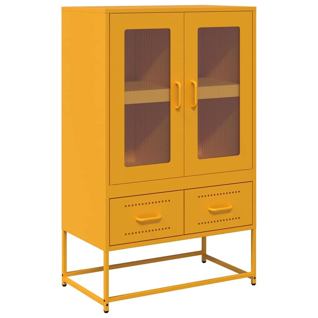 Buffet haut jaune moutarde 68x39x111,5 cm acier Buffets & bahuts vidaXL