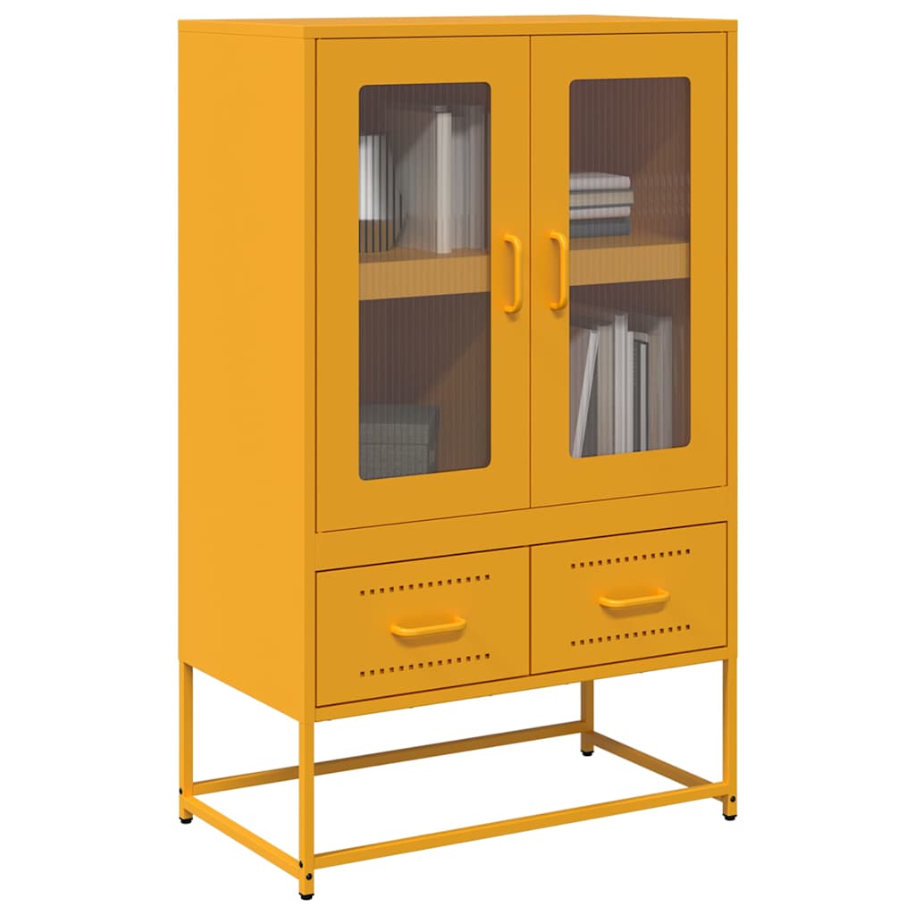 Buffet haut jaune moutarde 68x39x111,5 cm acier Buffets & bahuts vidaXL