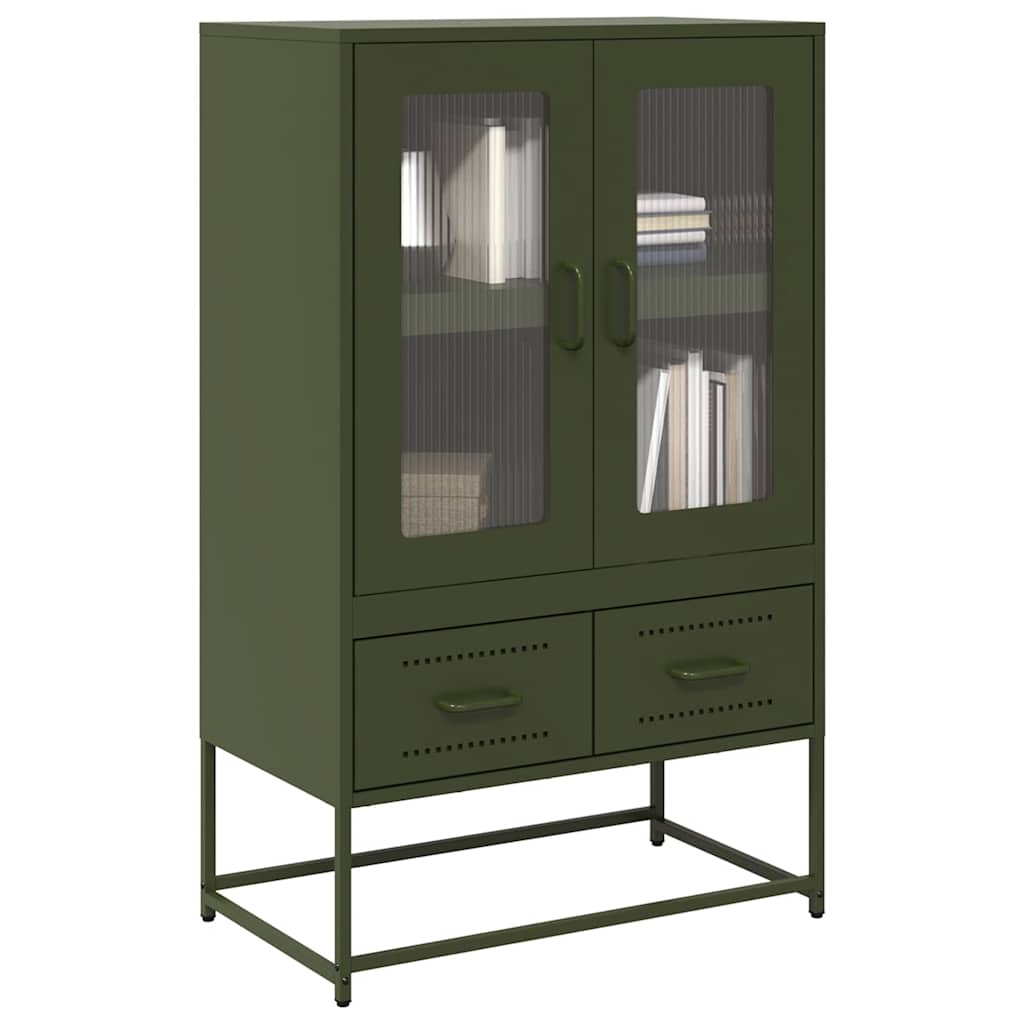 Buffet haut vert olive 68x39 x111,5 cm acier Buffets & bahuts vidaXL