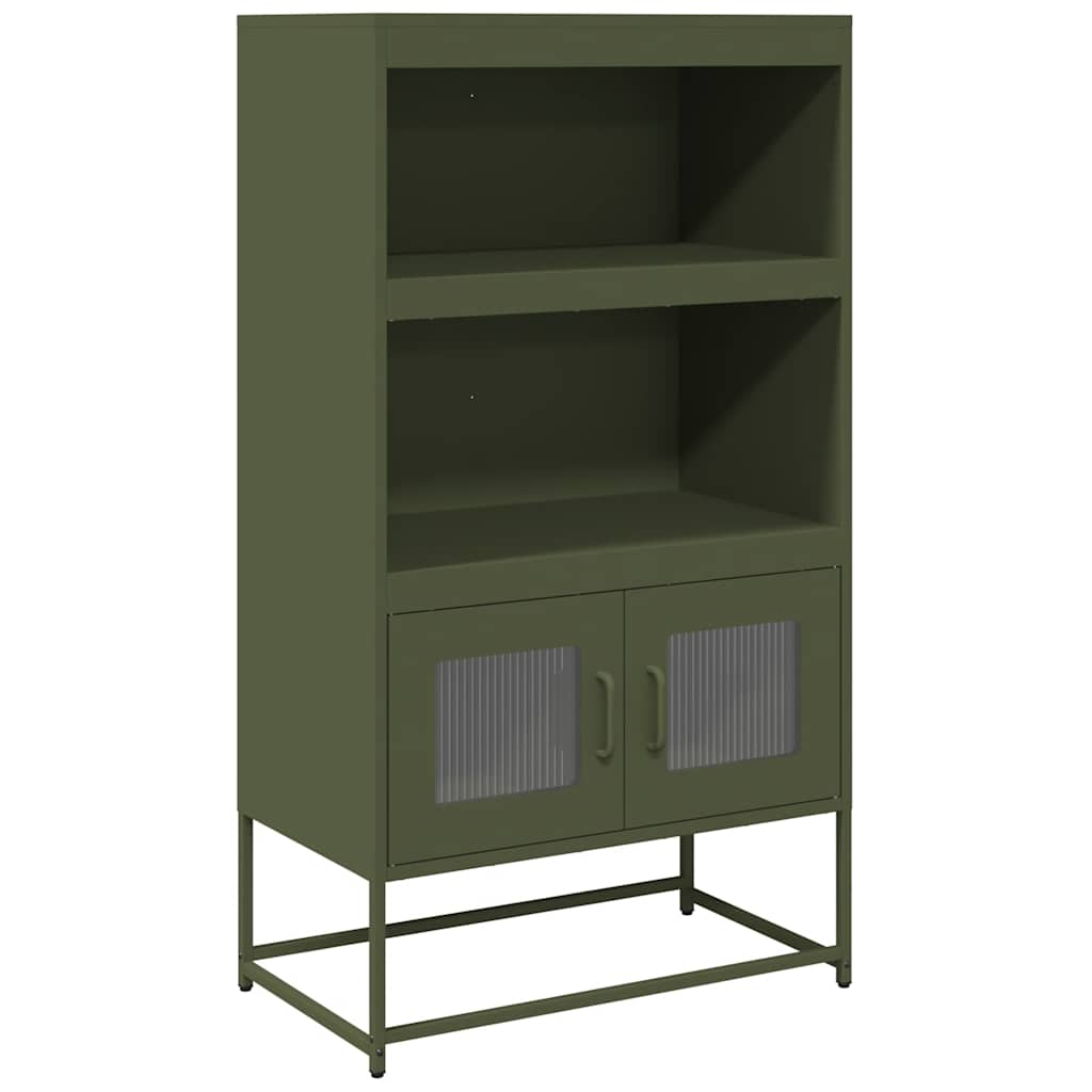 Buffet haut vert olive 68x39x123 cm acier Buffets & bahuts vidaXL