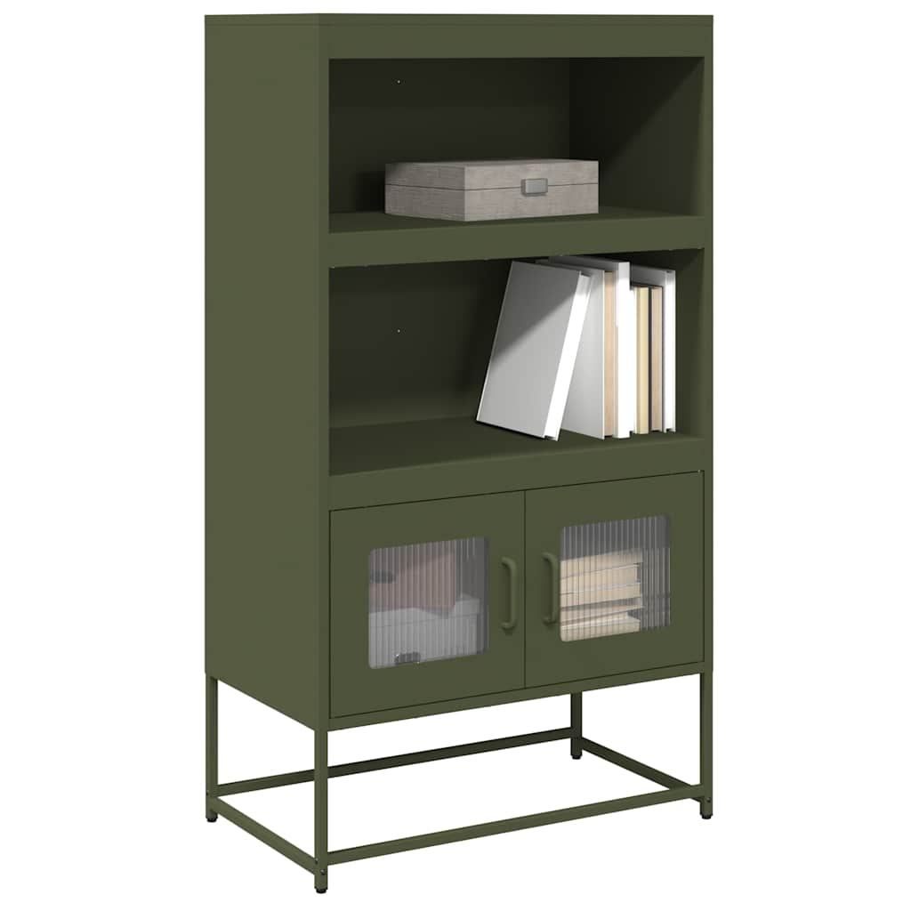 Buffet haut vert olive 68x39x123 cm acier Buffets & bahuts vidaXL