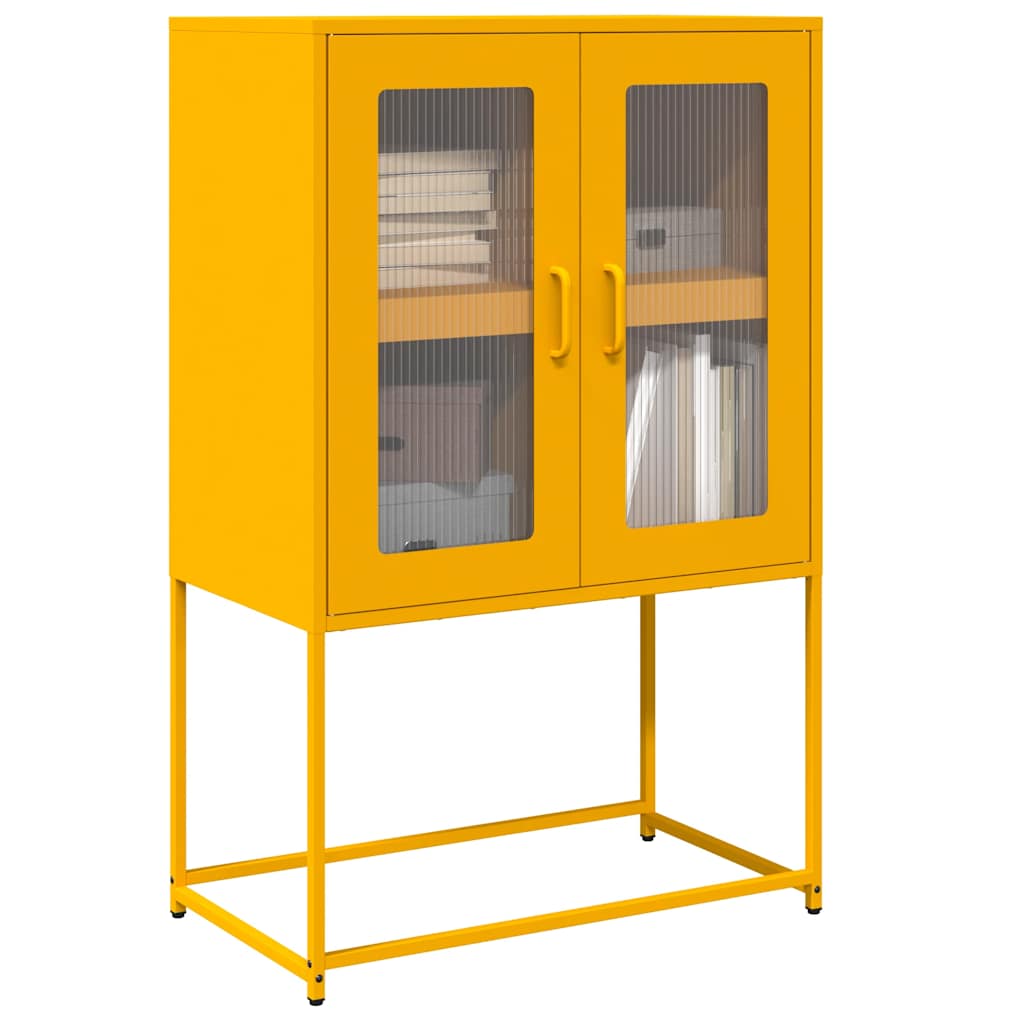 Buffet haut jaune moutarde 68x39x107 cm acier Buffets & bahuts vidaXL