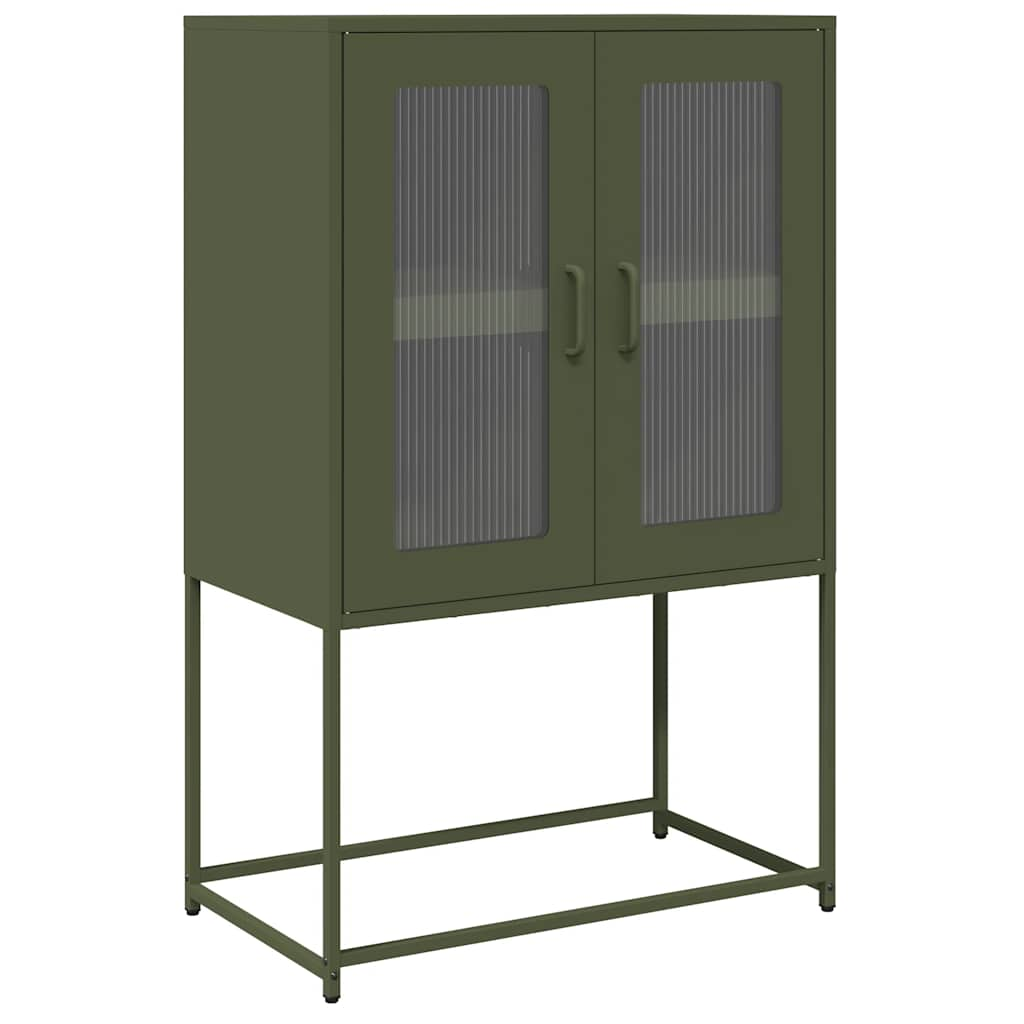 Buffet haut vert olive 68x39x107 cm acier Buffets & bahuts vidaXL