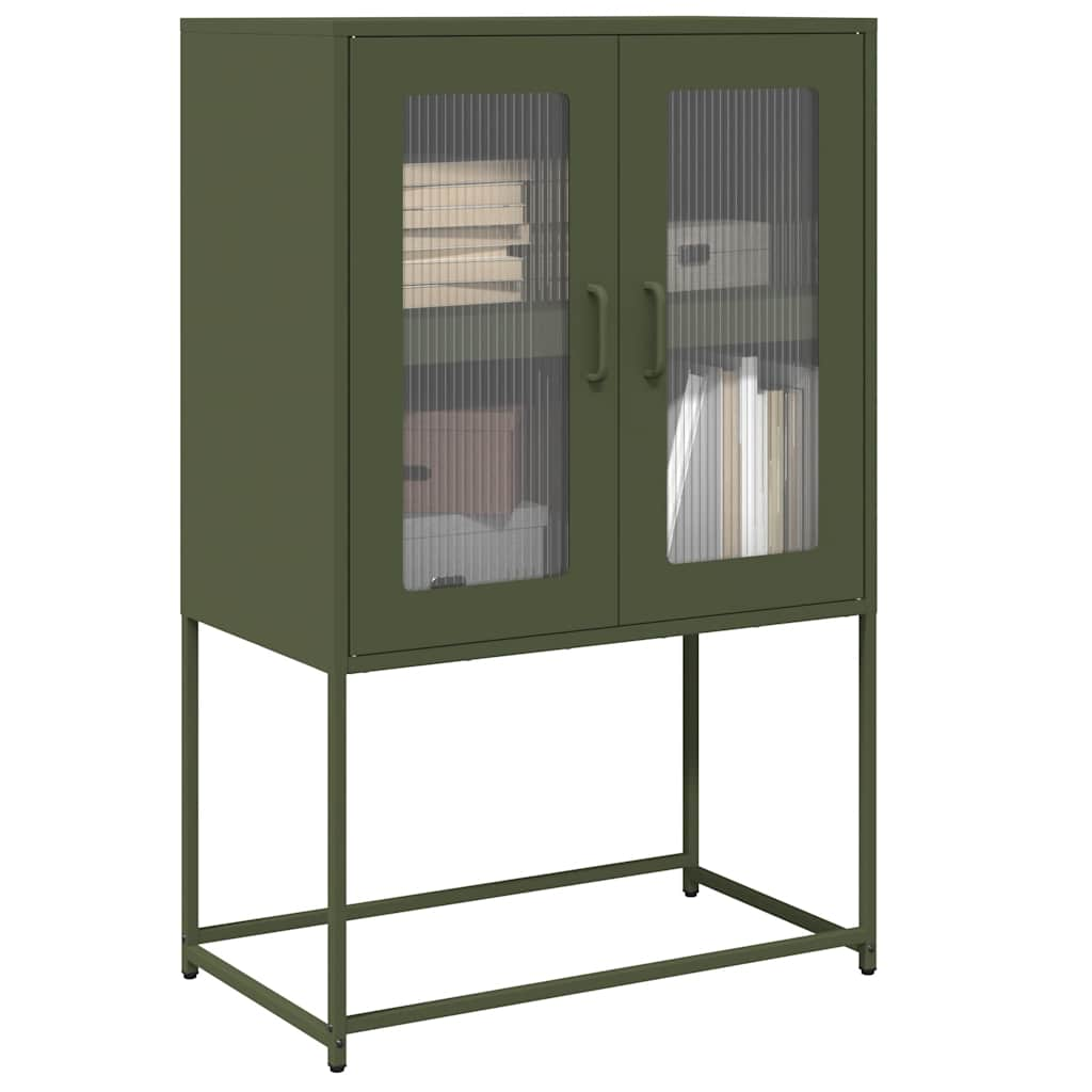 Buffet haut vert olive 68x39x107 cm acier Buffets & bahuts vidaXL