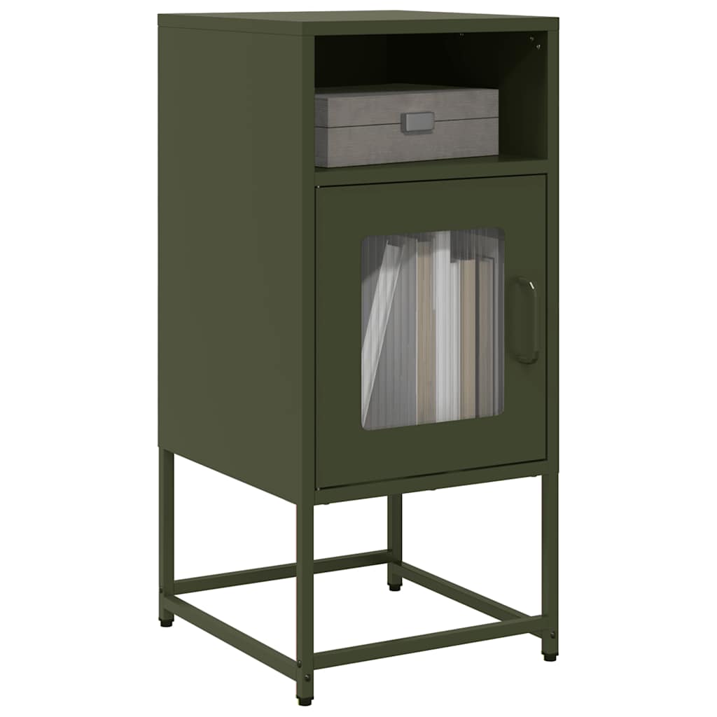 Table de chevet vert olive 36x39x78 cm acier laminé à froid Buffets & bahuts vidaXL