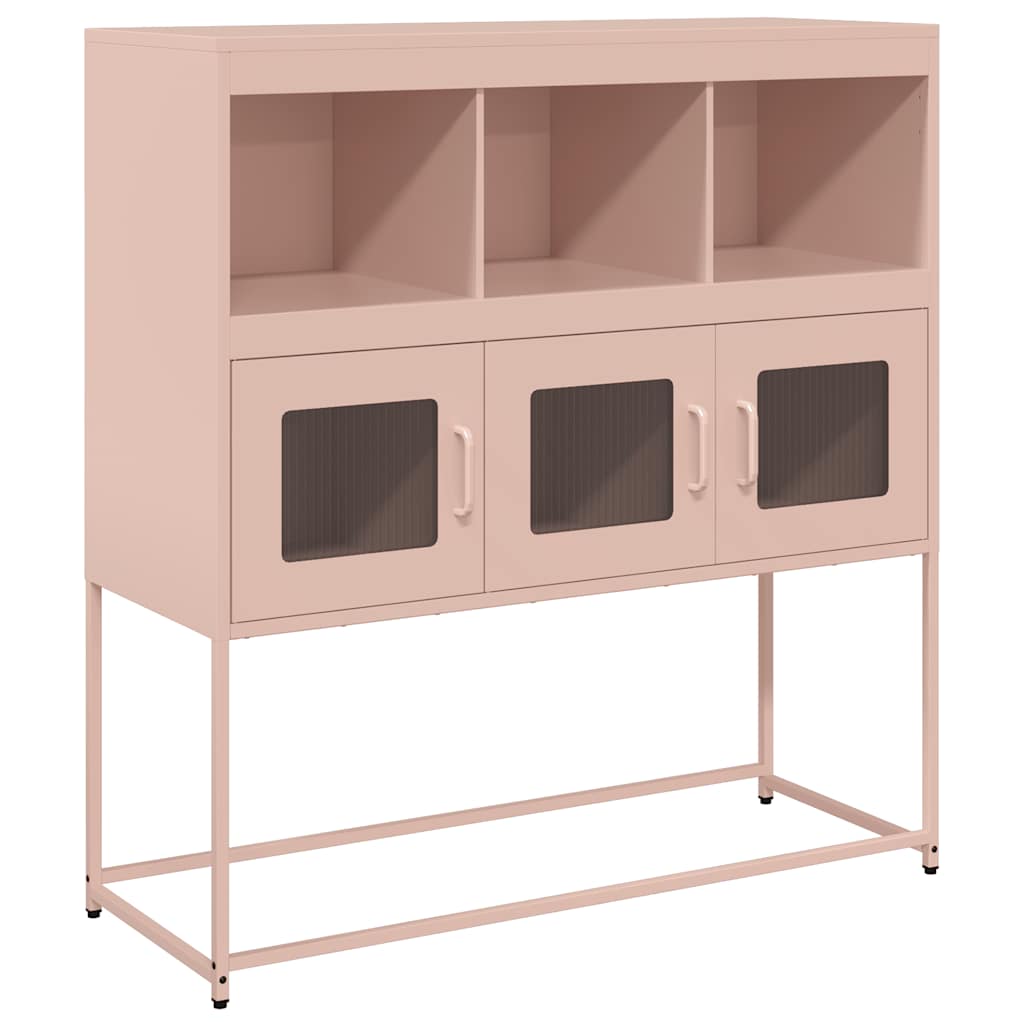 Buffet rose 100,5x39x107 cm acier laminé à froid Buffets & bahuts vidaXL