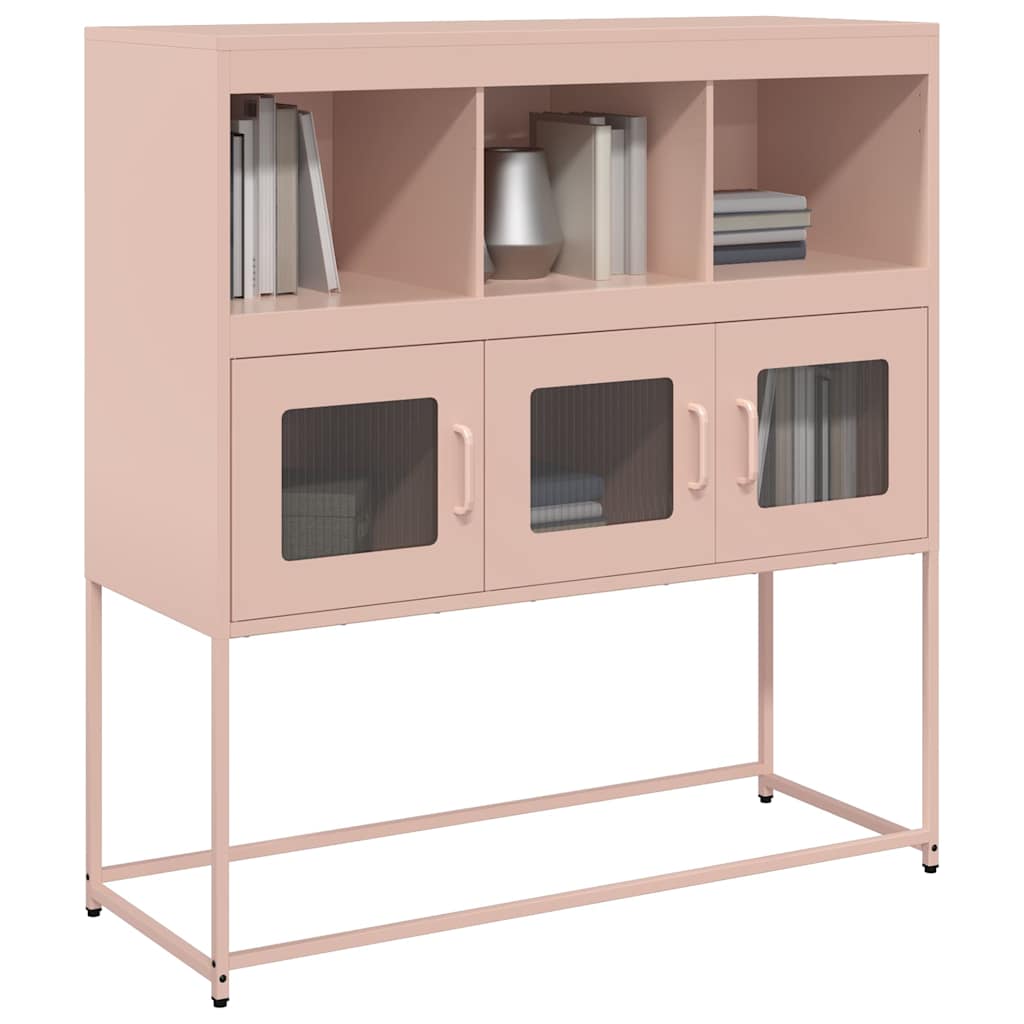 Buffet rose 100,5x39x107 cm acier laminé à froid Buffets & bahuts vidaXL