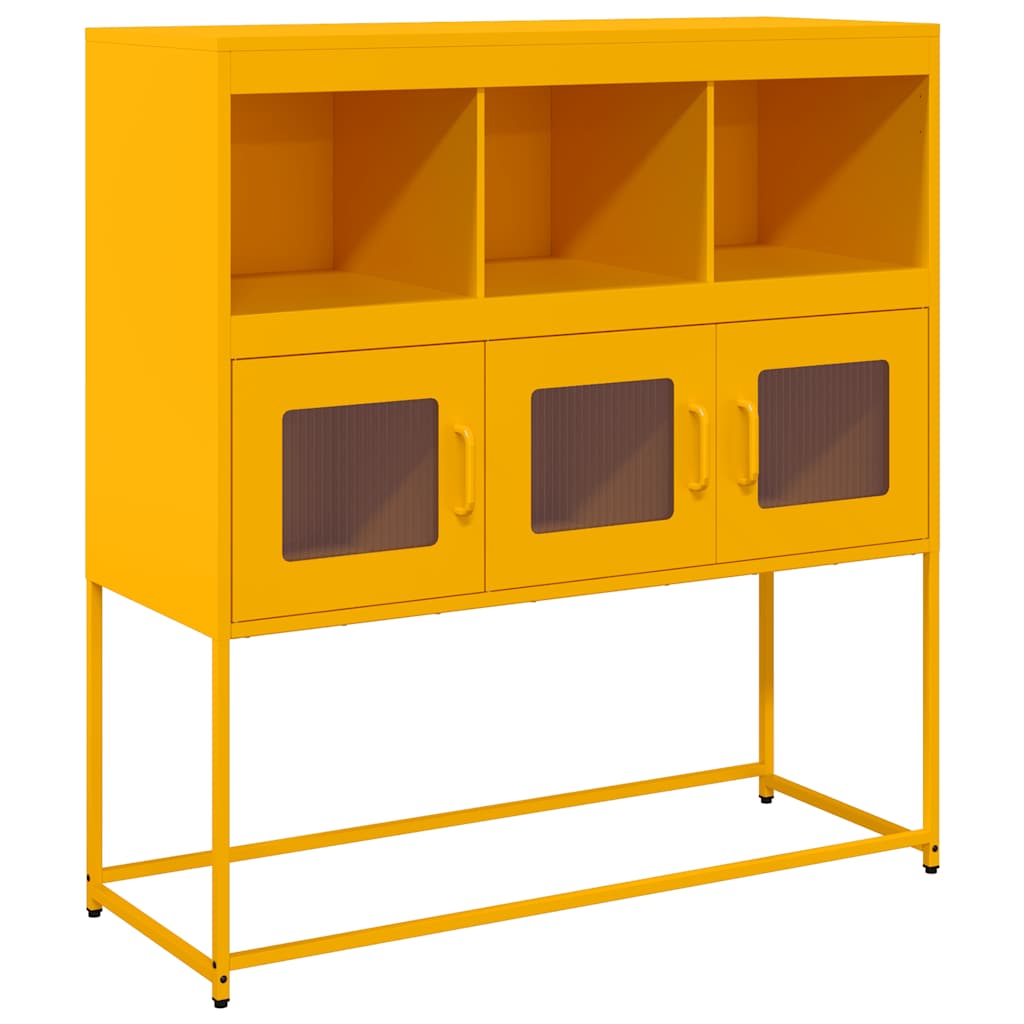 Buffet jaune moutarde 100,5x39x107 cm acier laminé à froid Buffets & bahuts vidaXL