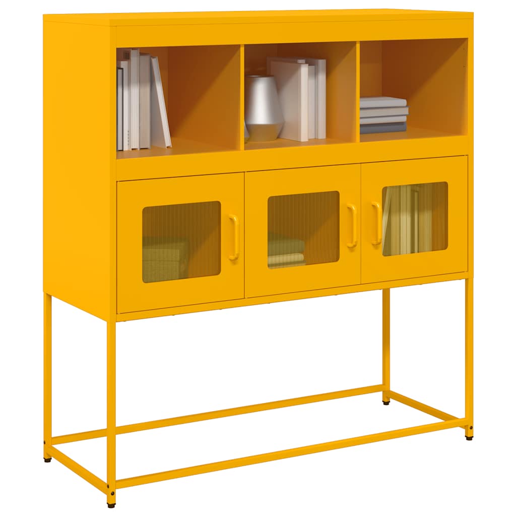 Buffet jaune moutarde 100,5x39x107 cm acier laminé à froid Buffets & bahuts vidaXL