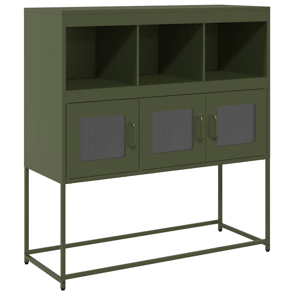 Buffet vert olive 100,5x39x107 cm acier laminé à froid Buffets & bahuts vidaXL