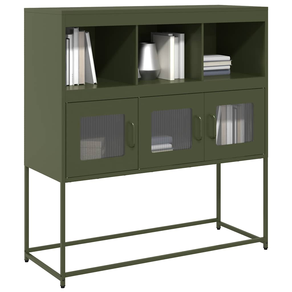 Buffet vert olive 100,5x39x107 cm acier laminé à froid Buffets & bahuts vidaXL