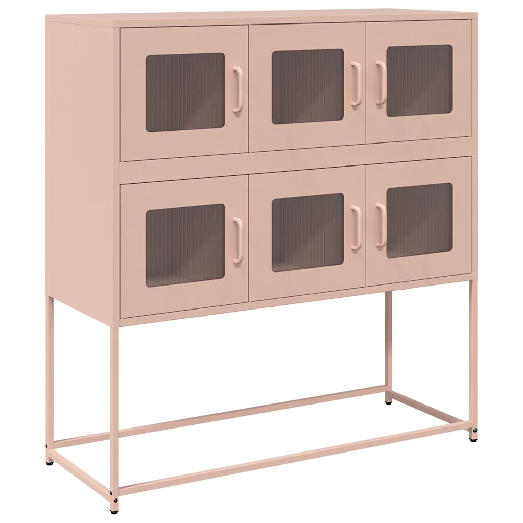 Buffet rose 100,5x39x107 cm acier laminé à froid Buffets & bahuts vidaXL