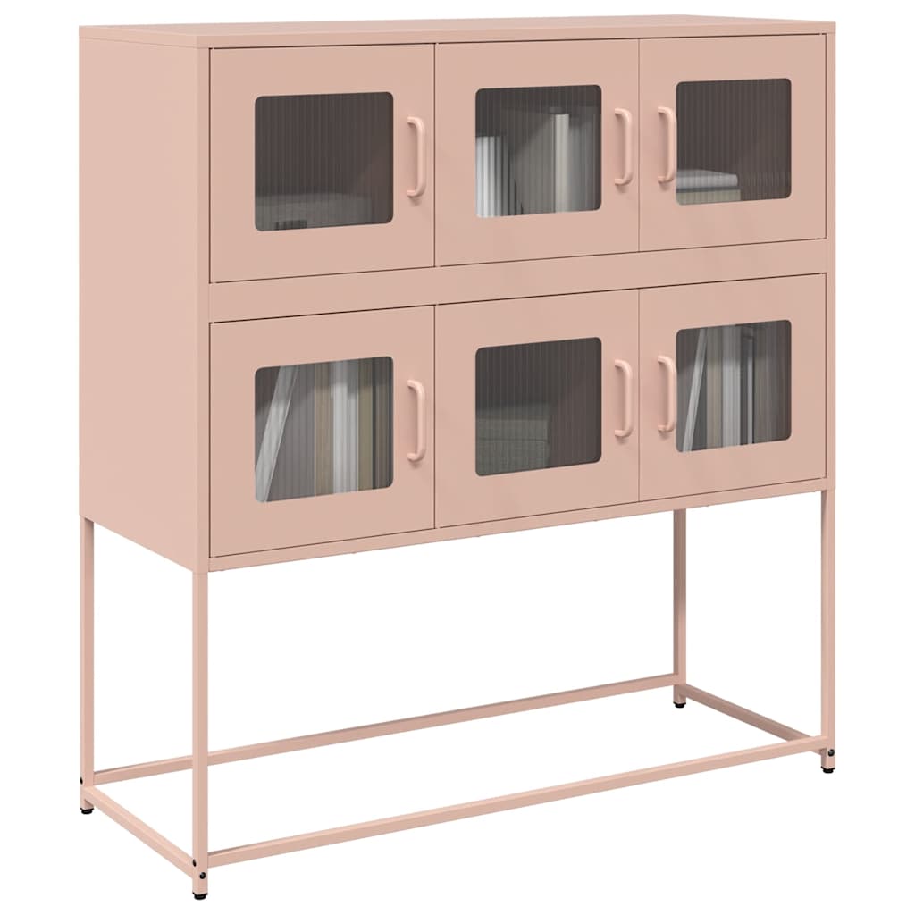 Buffet rose 100,5x39x107 cm acier laminé à froid Buffets & bahuts vidaXL