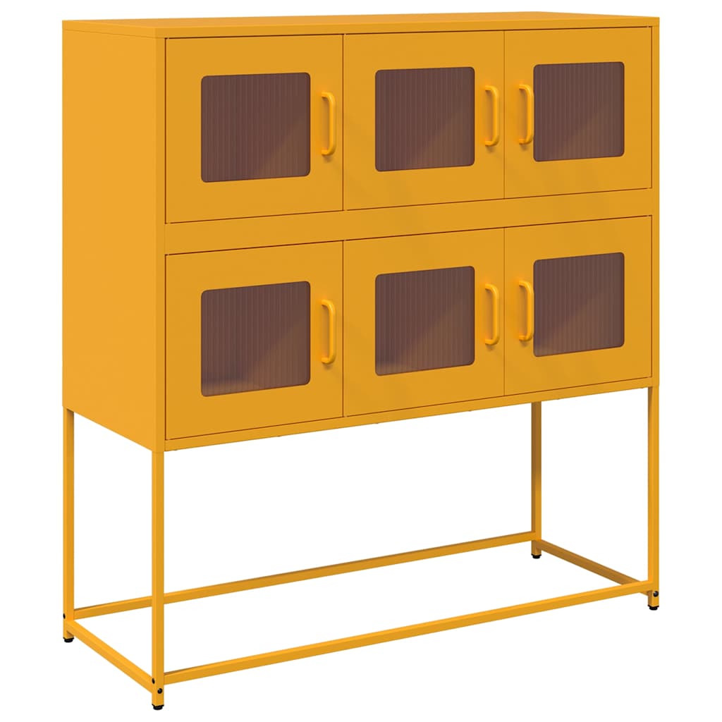 Buffet jaune moutarde 100,5x39x107 cm acier laminé à froid Buffets & bahuts vidaXL