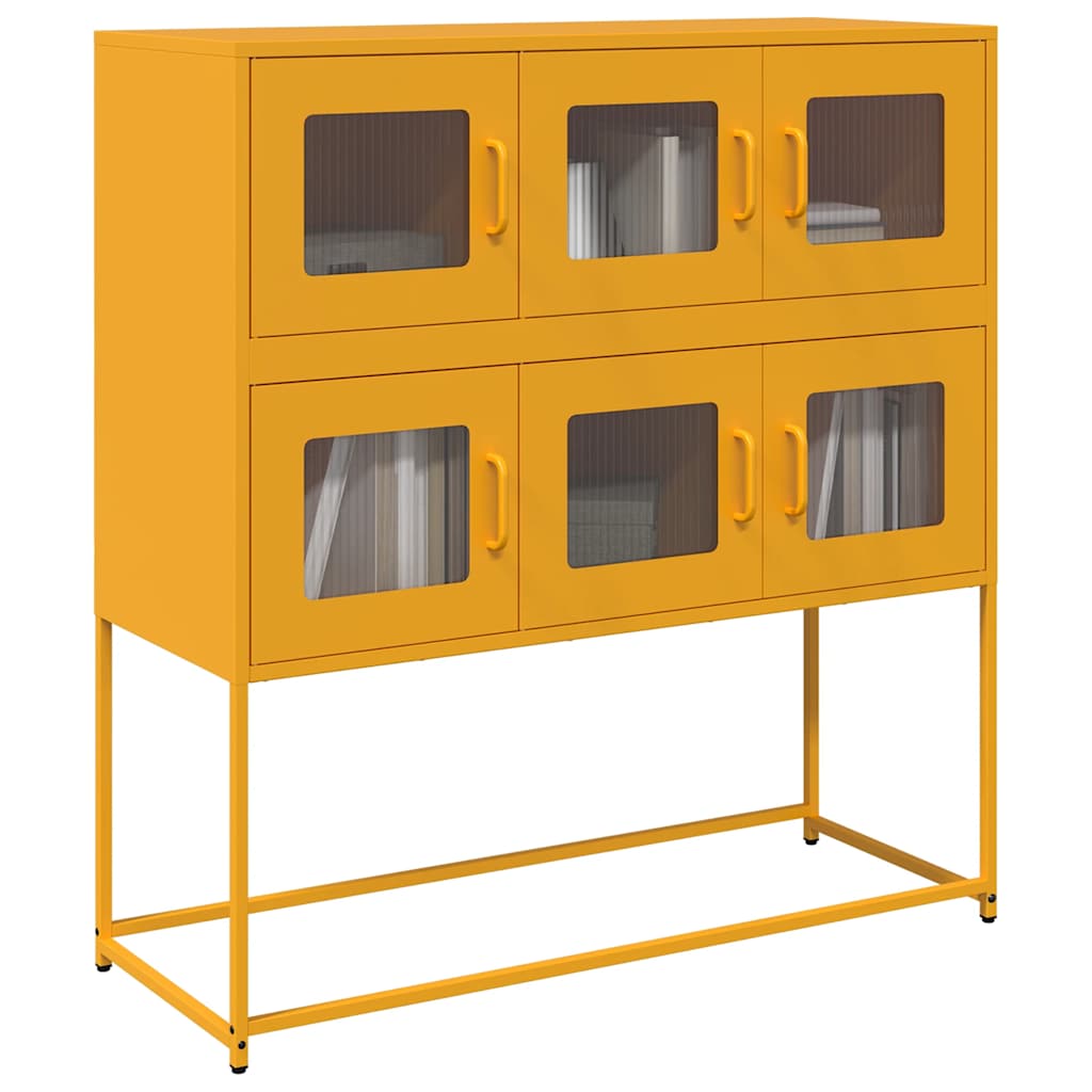 Buffet jaune moutarde 100,5x39x107 cm acier laminé à froid Buffets & bahuts vidaXL