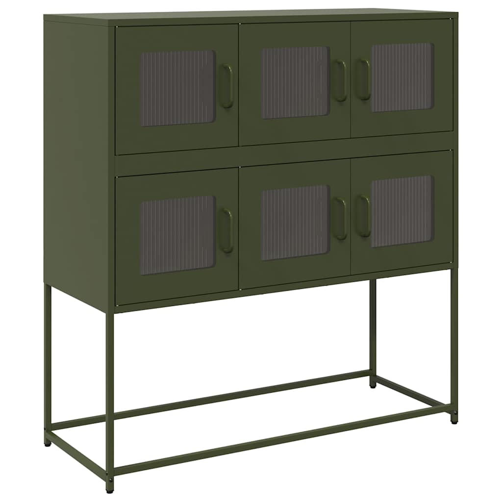 Buffet vert olive 100,5x39x107 cm acier laminé à froid Buffets & bahuts vidaXL