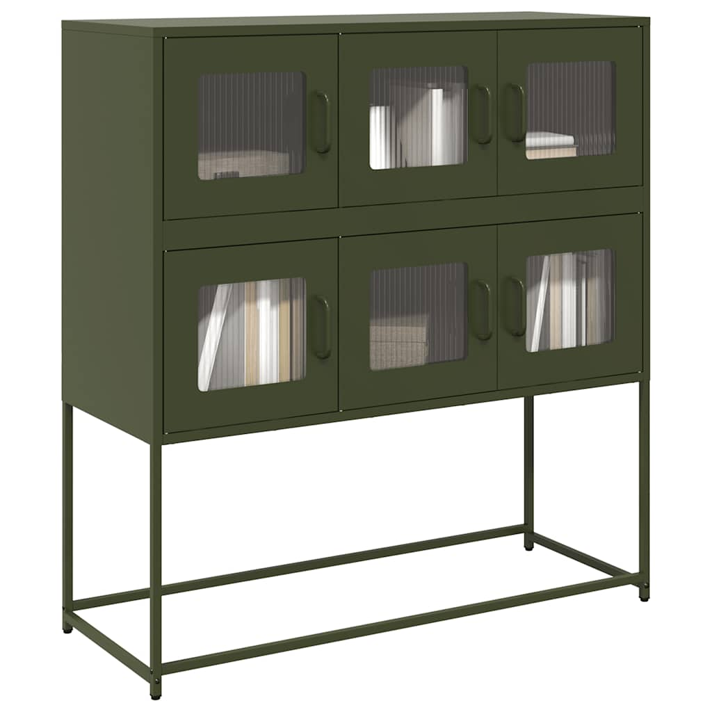 Buffet vert olive 100,5x39x107 cm acier laminé à froid Buffets & bahuts vidaXL