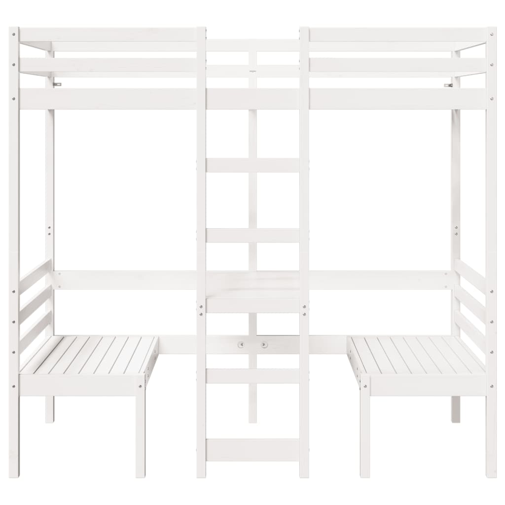 Lit mezzanine avec bureau et chaises blanc 75x190 cm pin massif Lits & cadres de lit vidaXL   