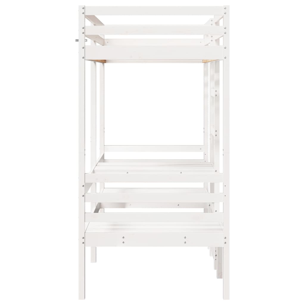 Lit mezzanine avec bureau et chaises blanc 75x190 cm pin massif Lits & cadres de lit vidaXL   