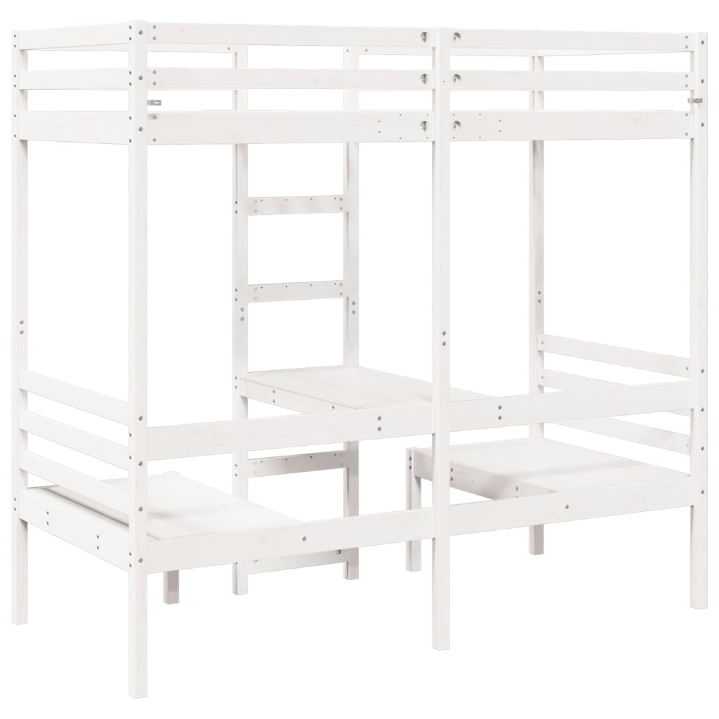 Lit mezzanine avec bureau et chaises blanc 75x190 cm pin massif Lits & cadres de lit vidaXL   