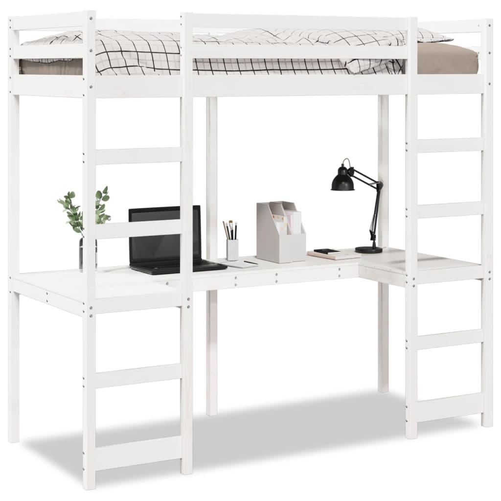 Cadre de lit superposé sans matelas blanc 90x190 cm pin massif Lits & cadres de lit vidaXL   