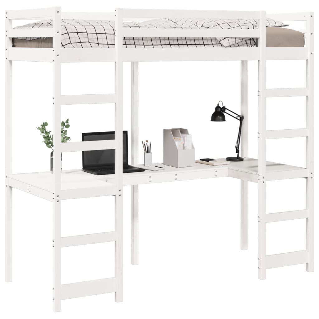 Cadre de lit superposé sans matelas blanc 90x190 cm pin massif Lits & cadres de lit vidaXL   