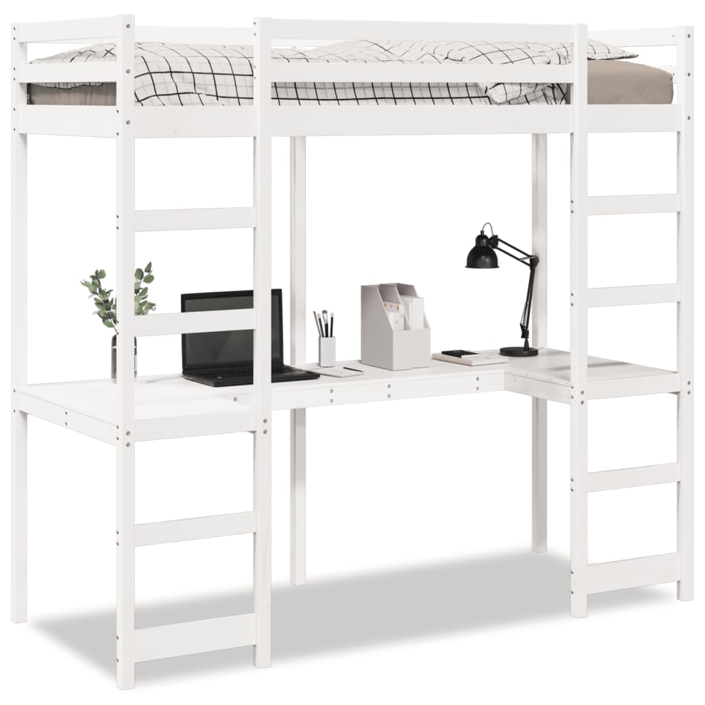 Cadre de lit superposé sans matelas blanc 75x190 cm pin massif Lits & cadres de lit vidaXL   