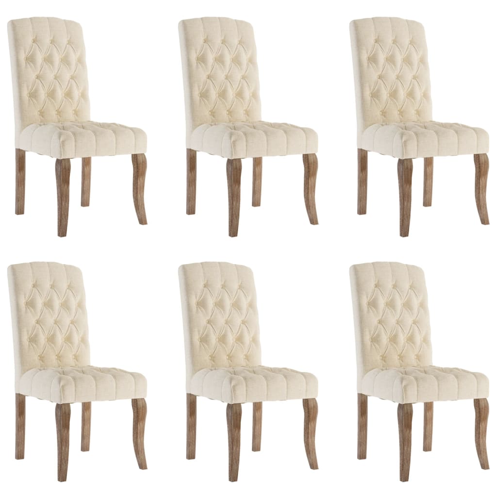 Chaises à manger lot de 6 beige tissu à l'aspect de lin Chaises de cuisine vidaXL   