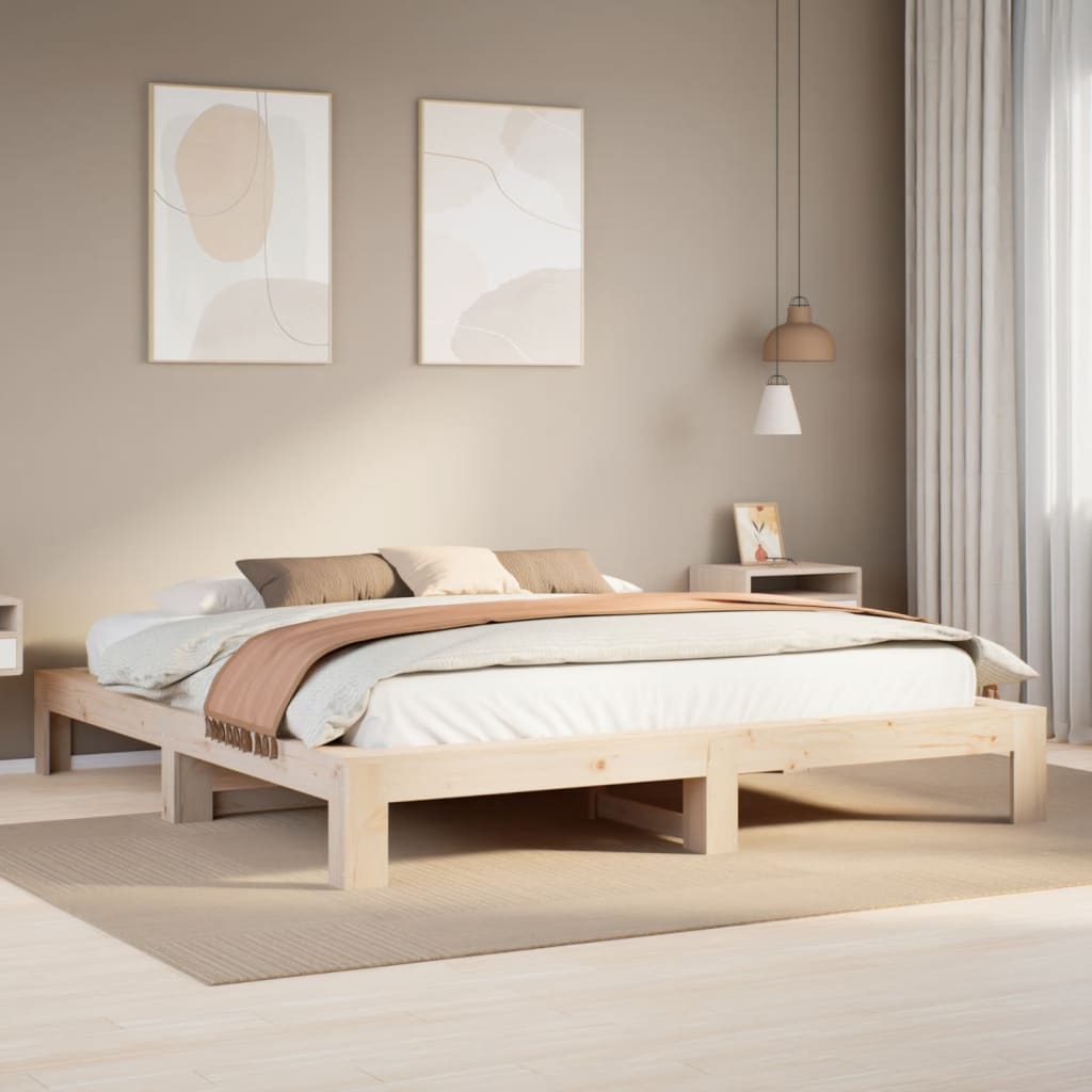 Cadre de lit sans matelas 180x200 cm bois massif de pin Lits & cadres de lit vidaXL   