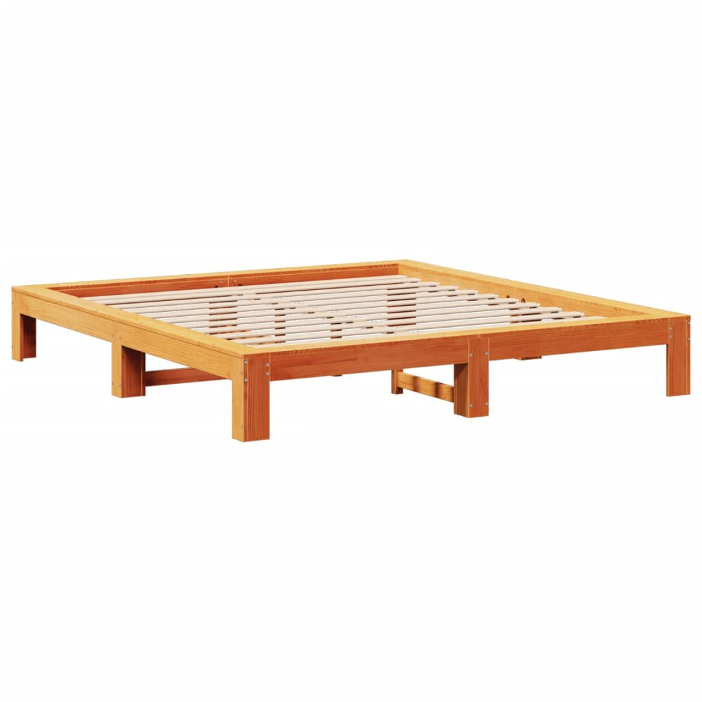 Cadre de lit sans matelas cire marron 180x200cm bois pin massif Lits & cadres de lit vidaXL   